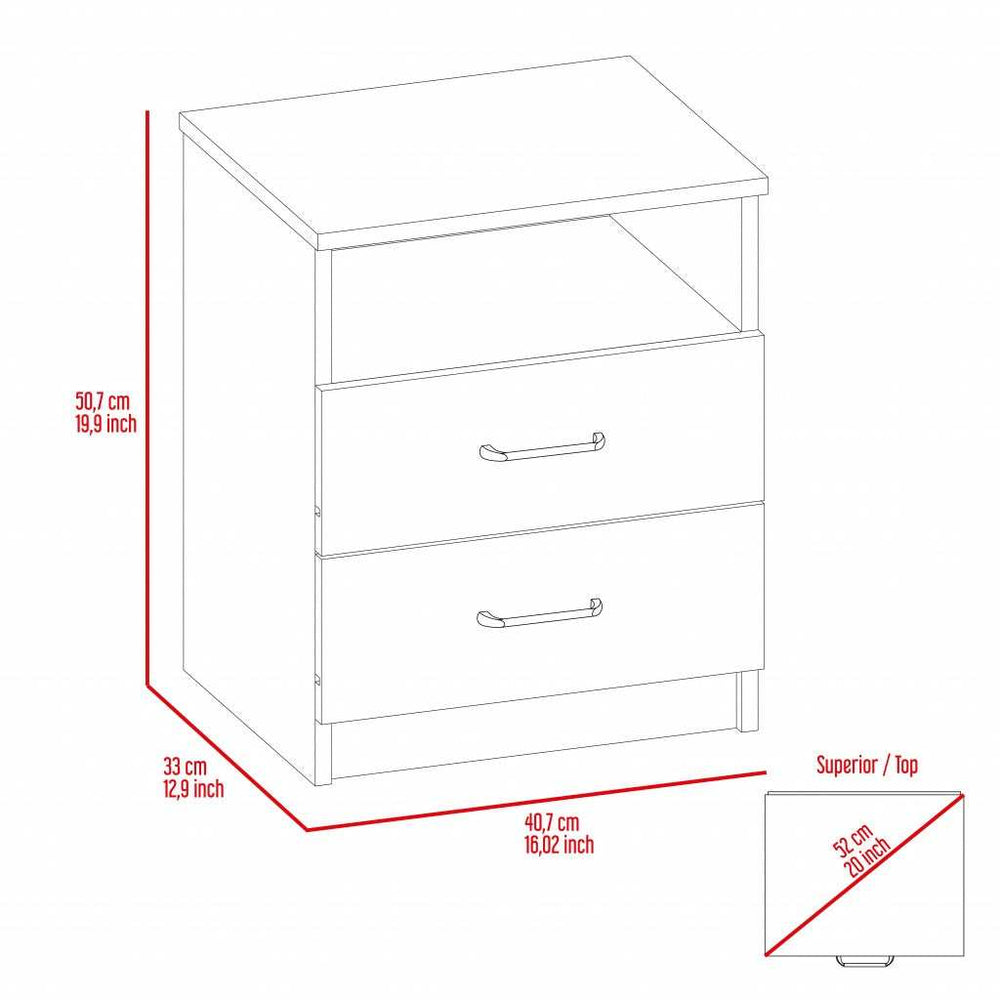 Brown Open Compartment Two Drawer Nightstand - Homeroots - Flyclothing LLC