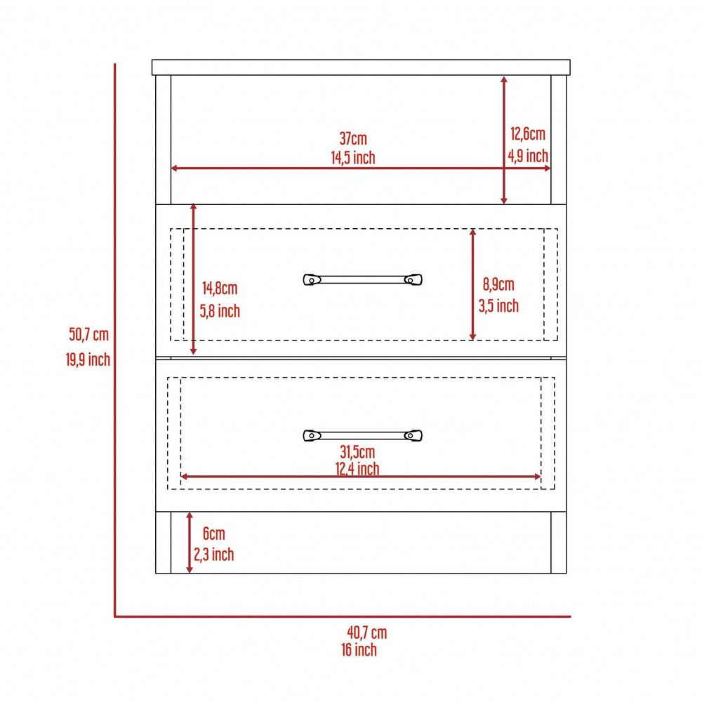 Brown Open Compartment Two Drawer Nightstand - Homeroots - Flyclothing LLC
