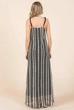 GeeGee Plus Size Striped Scoop Neck Beaded Strap Maxi Cami Dress - Trendsi - Flyclothing LLC