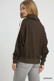 Umgee Color Block Polo Sweatshirt - Trendsi - Flyclothing LLC