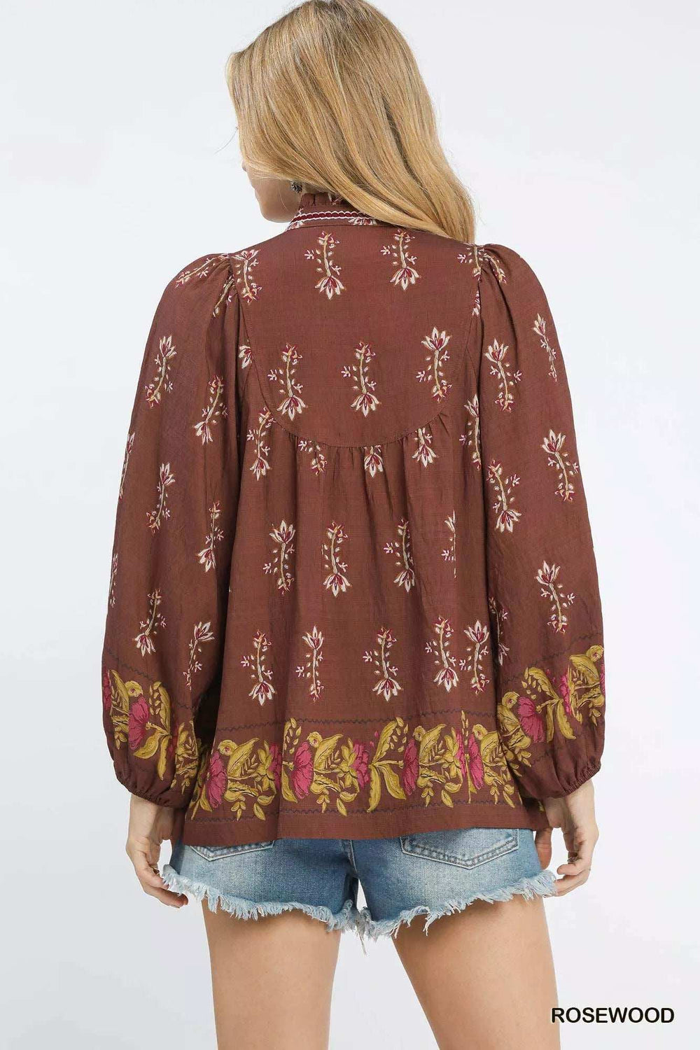 Umgee Floral Boho Peasant Blouse - Trendsi - Flyclothing LLC