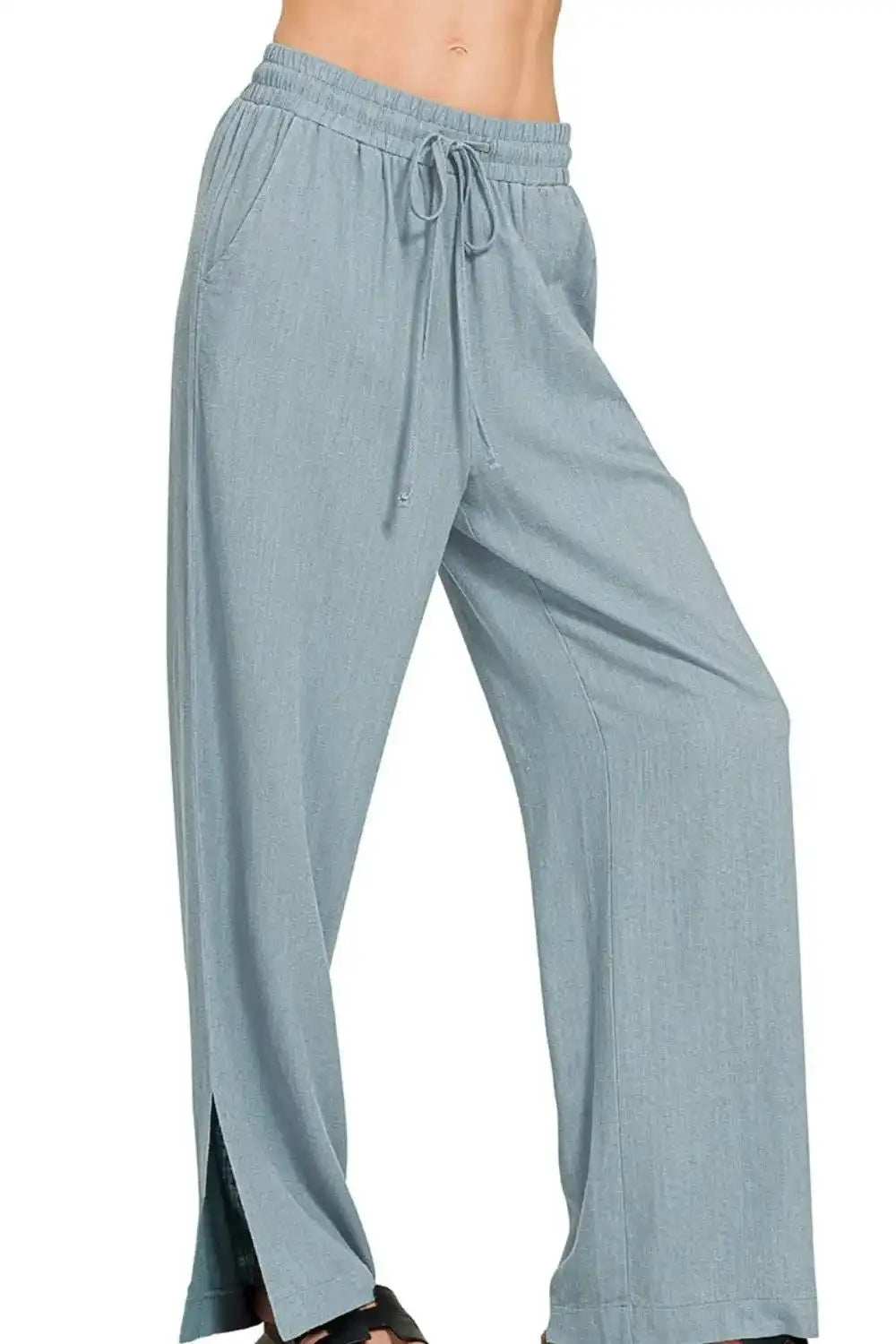 Zenana Linen Drawstring Pants - Trendsi - Flyclothing LLC