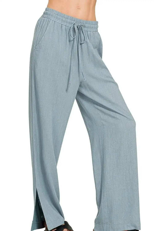 Zenana Linen Drawstring Pants - Trendsi - Flyclothing LLC