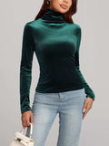 Solid Color Turtleneck Long Sleeve Top - Trendsi - Flyclothing LLC