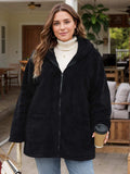 Plus Size Zip Up Long Sleeve Hooded Outerwear - Trendsi - Flyclothing LLC