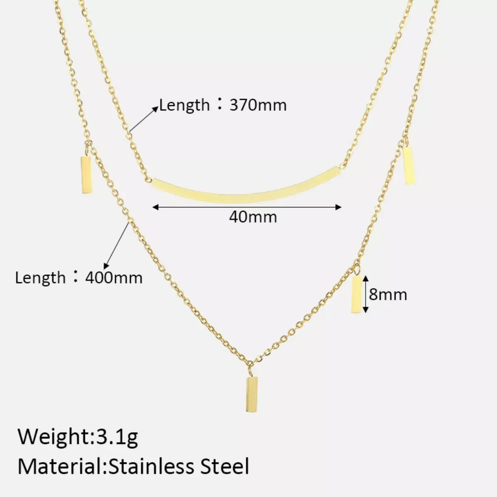 18K Gold-Plated Double Layered Necklace - Trendsi - Flyclothing LLC