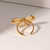 18K Gold-Plated Stainless Steel Bow Ring - Trendsi - Flyclothing LLC