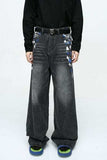 Watercolor Wide Leg Jeans with Pockets - Trendsi - Flyclothing LLC