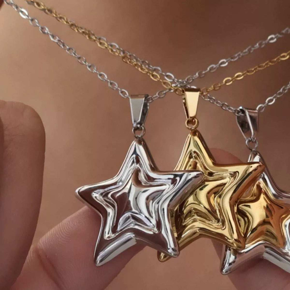 Stainless Steel Zircon Star Necklace - Trendsi - Flyclothing LLC