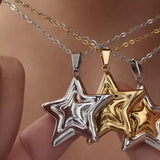 Stainless Steel Zircon Star Necklace - Trendsi - Flyclothing LLC