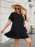 Round Neck Short Sleeve Mini Dress - Trendsi - Flyclothing LLC