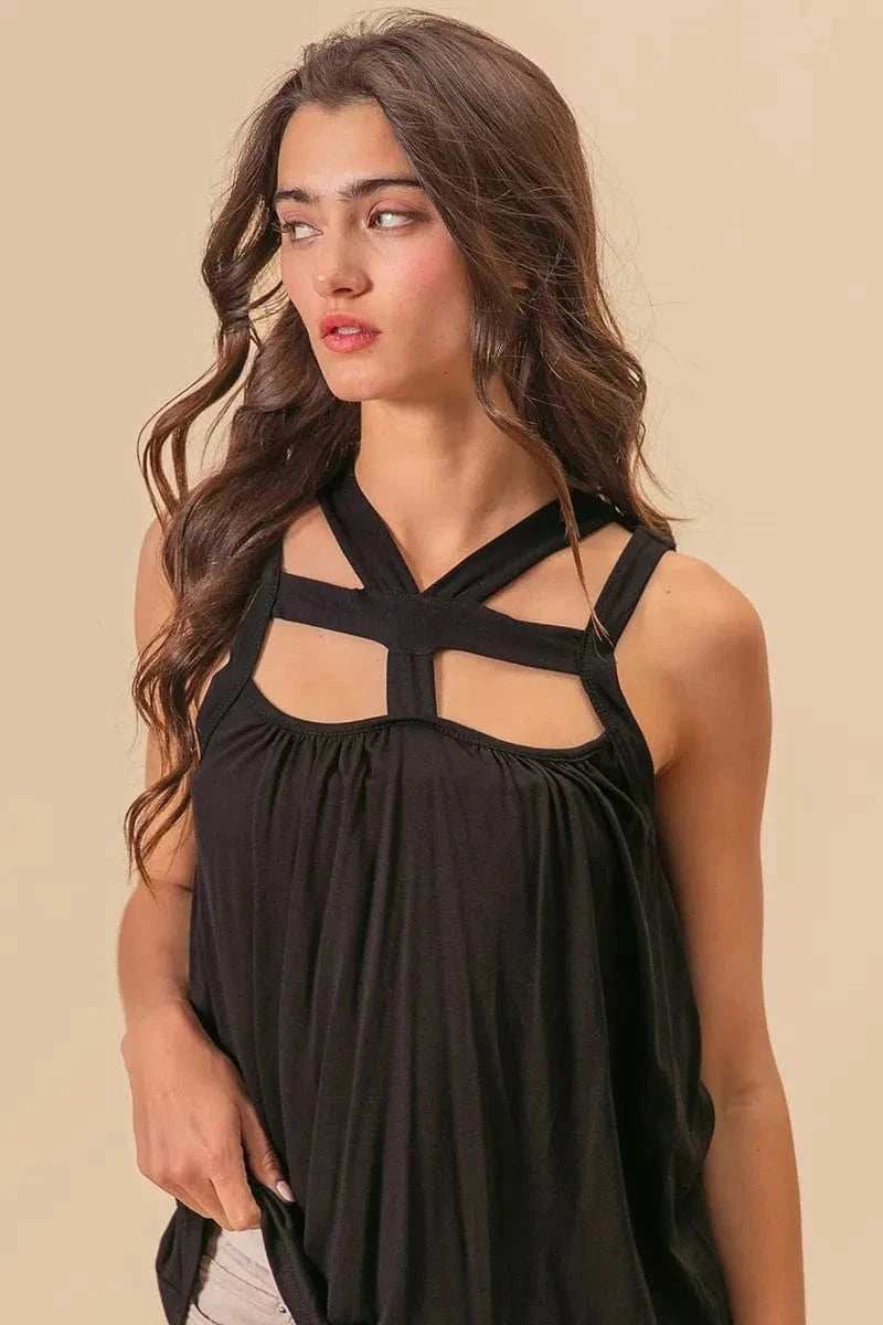 BiBi Rayon Span Jersey Cut Out with Straps Detailed - Trendsi - Flyclothing LLC