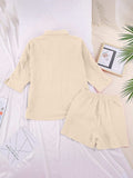Texture Button Up Shirt and Shorts Set - Trendsi - Flyclothing LLC