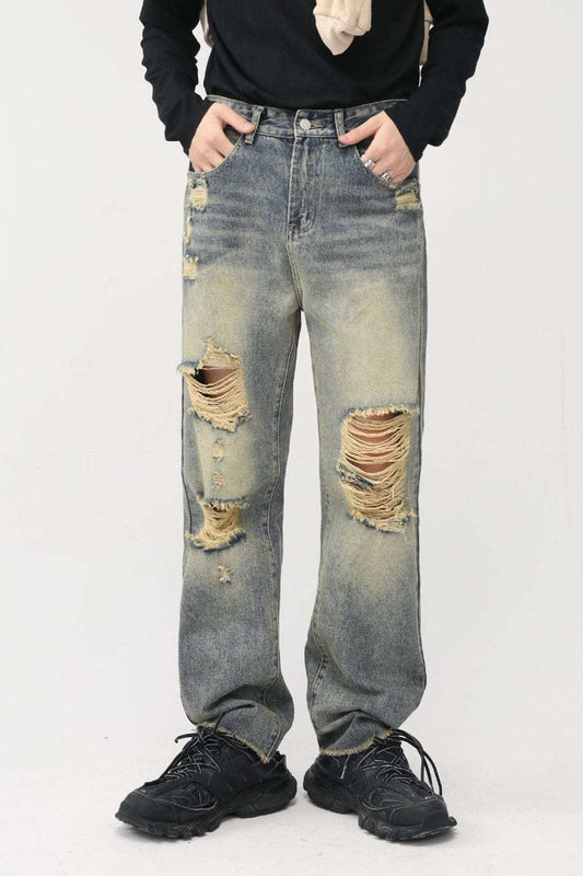 Distressed Mid Rise Jeans with Pockets - Trendsi - Flyclothing LLC