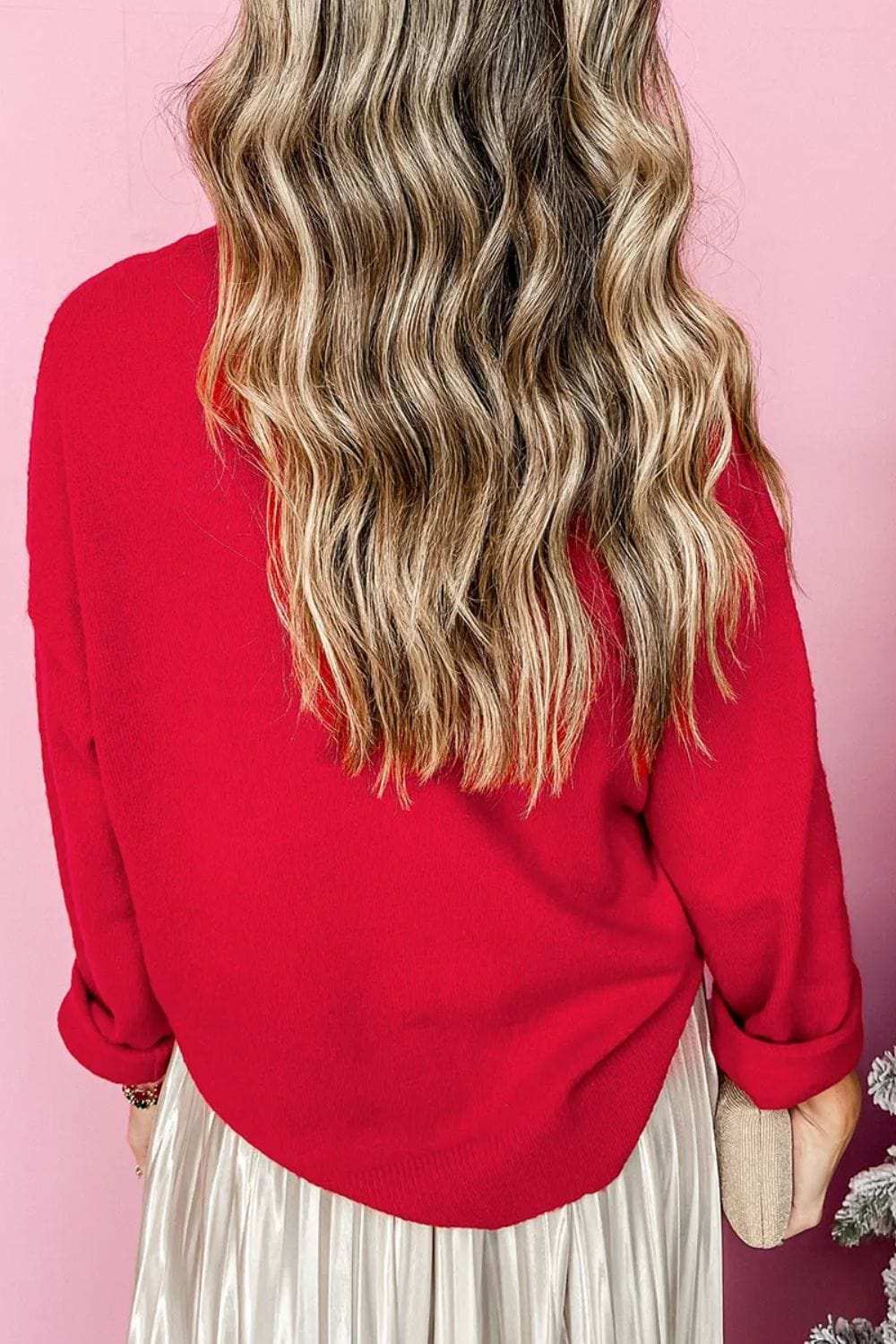 MERRY Round Neck Long Sleeve Sweater - Trendsi - Flyclothing LLC