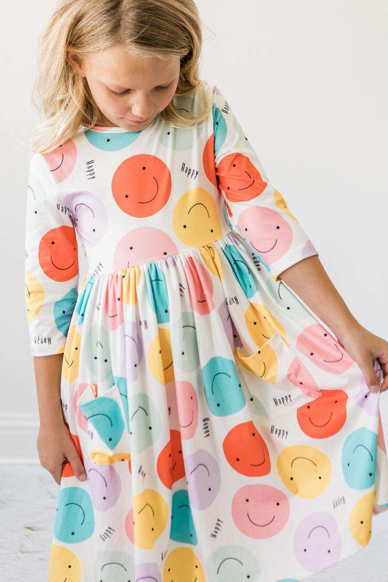 Happy Days 3/4 Pocket Twirl Dress - Mila & Rose ® - Flyclothing LLC