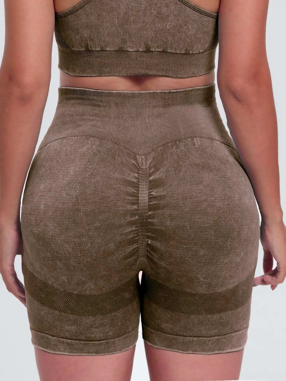 Washed High Waist Active Shorts - Trendsi - Flyclothing LLC