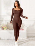 Scoop Neck Long Sleeve Active Jumpsuit - Trendsi - Flyclothing LLC