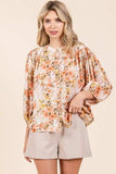 Mittoshop Flower Print Batwing Sleeve Button Down Blouse - Trendsi - Flyclothing LLC