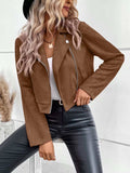 Suede Moto Jacket with Zip Detail - Trendsi - Flyclothing LLC