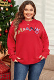 Plus Size MERRY Round Neck Long Sleeve Sweater - Trendsi - Flyclothing LLC