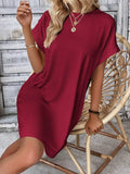 Round Neck Short Sleeve Mini Dress - Trendsi - Flyclothing LLC