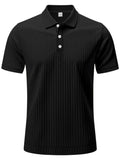 Men's Full Size Ribbed Short Sleeve Polo Plus Size - Trendsi - Flyclothing LLC