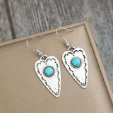 Alloy Turquoise Heart Dangle Earrings - Trendsi - Flyclothing LLC