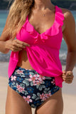 Crisscross Ruffled V-Neck Tankini Set - Trendsi - Flyclothing LLC