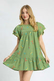 Umgee Floral Embroidered Short Sleeve Mini Dress - Trendsi - Flyclothing LLC