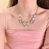 Alloy Rhinestone Daisy Necklace - Trendsi - Flyclothing LLC