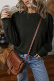 Eyelet Round Neck Long Sleeve Sweatshirt - Trendsi - Flyclothing LLC