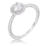.45Ct Rhodium Plated Mini Twisted Rope CZ Solitaire Ring - JGI - Flyclothing LLC