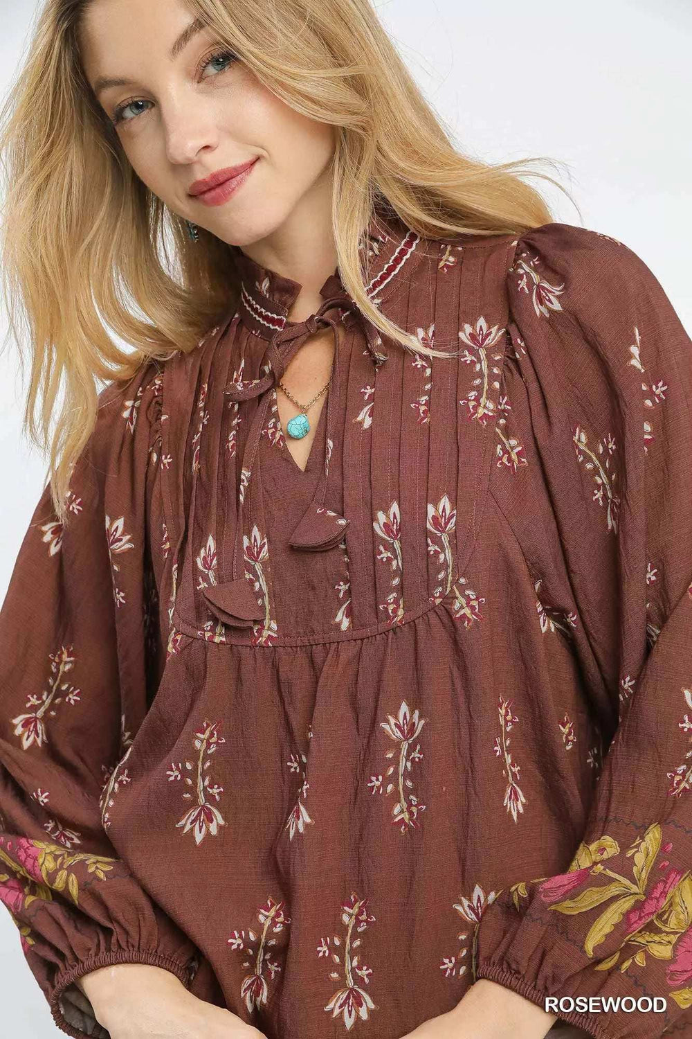 Umgee Floral Boho Peasant Blouse - Trendsi - Flyclothing LLC