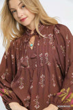 Umgee Floral Boho Peasant Blouse - Trendsi - Flyclothing LLC