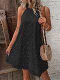 Eyelet Grecian Neck Mini Dress - Trendsi - Flyclothing LLC