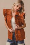 BiBi Quilting Knit Ruffle Sleeve Vest - Trendsi - Flyclothing LLC