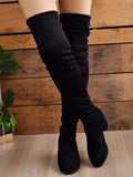 Round Toe Block Heel Boots - Trendsi - Flyclothing LLC