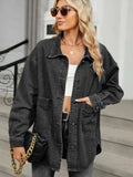 Removable Hood Button Up Long Sleeve Denim Jacket - Trendsi - Flyclothing LLC