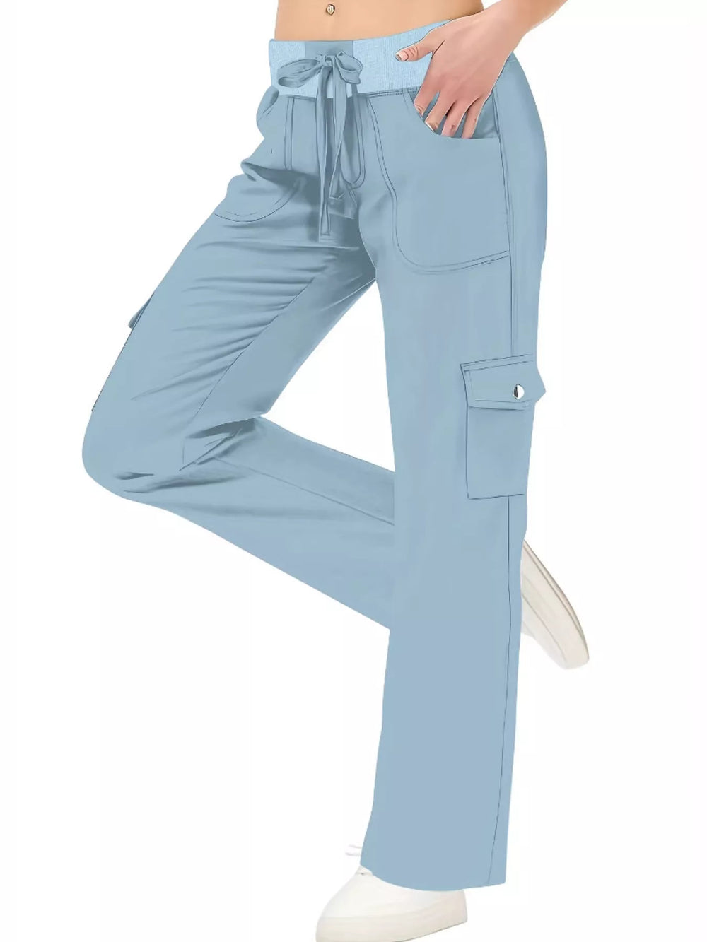 Relaxed Fit Active Pants with Drawstring Waist - Trendsi - Flyclothing LLC