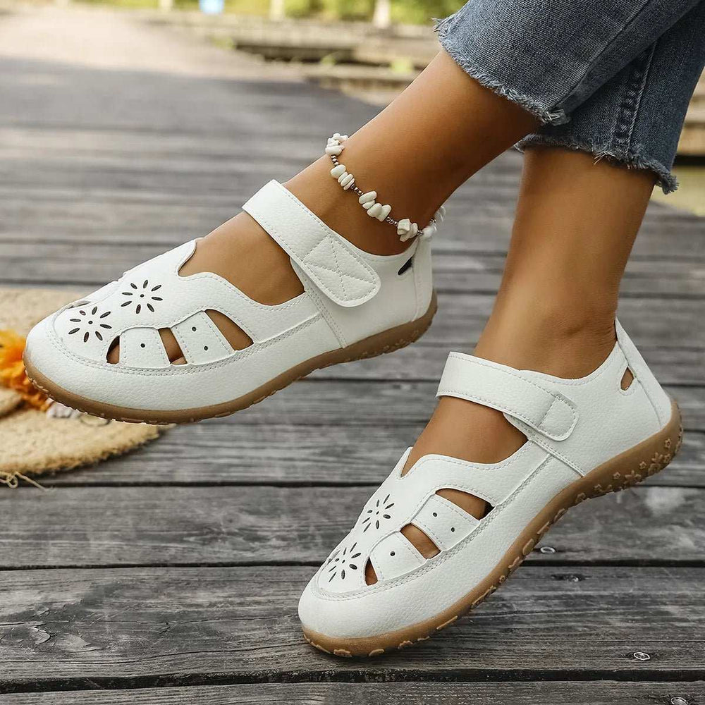 Cutout Velcro Straps Sandals - Trendsi - Flyclothing LLC