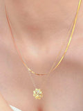 2 Piece 18K Gold-Plated Inlaid Zircon Lucky Clover Necklace - Trendsi - Flyclothing LLC