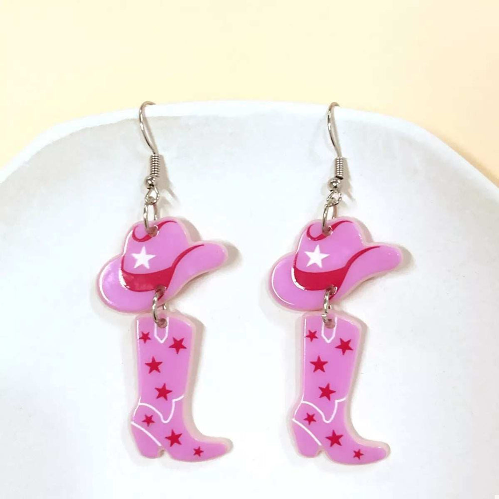 Cowboy Boot and Hat Dangle Earrings - Trendsi - Flyclothing LLC