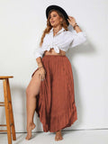 Plus Size Ruffled Wide Leg Pants - Trendsi - Flyclothing LLC