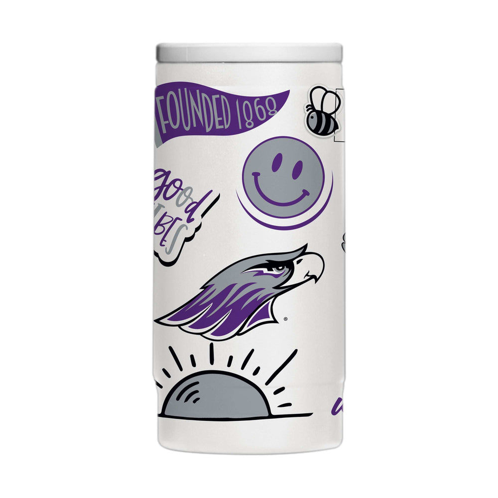 UW-Whitewater 12oz Native Powdercoat SlimCan Coolie - Logo Brands - Flyclothing LLC