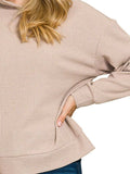 Zenana Ribbed Long Sleeve Hoodie - Trendsi - Flyclothing LLC