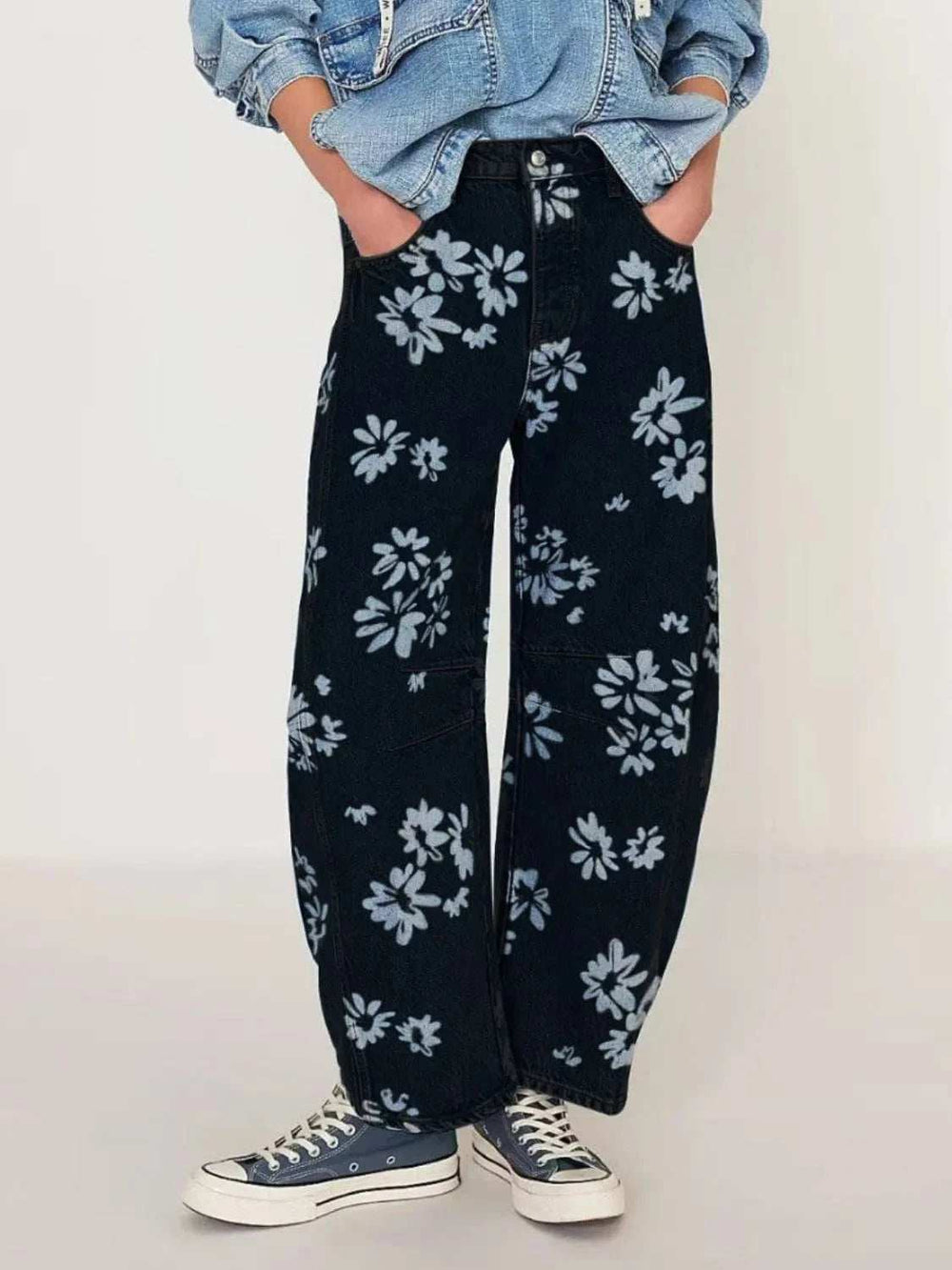 Printed Wide Leg Jeans - Trendsi - Flyclothing LLC