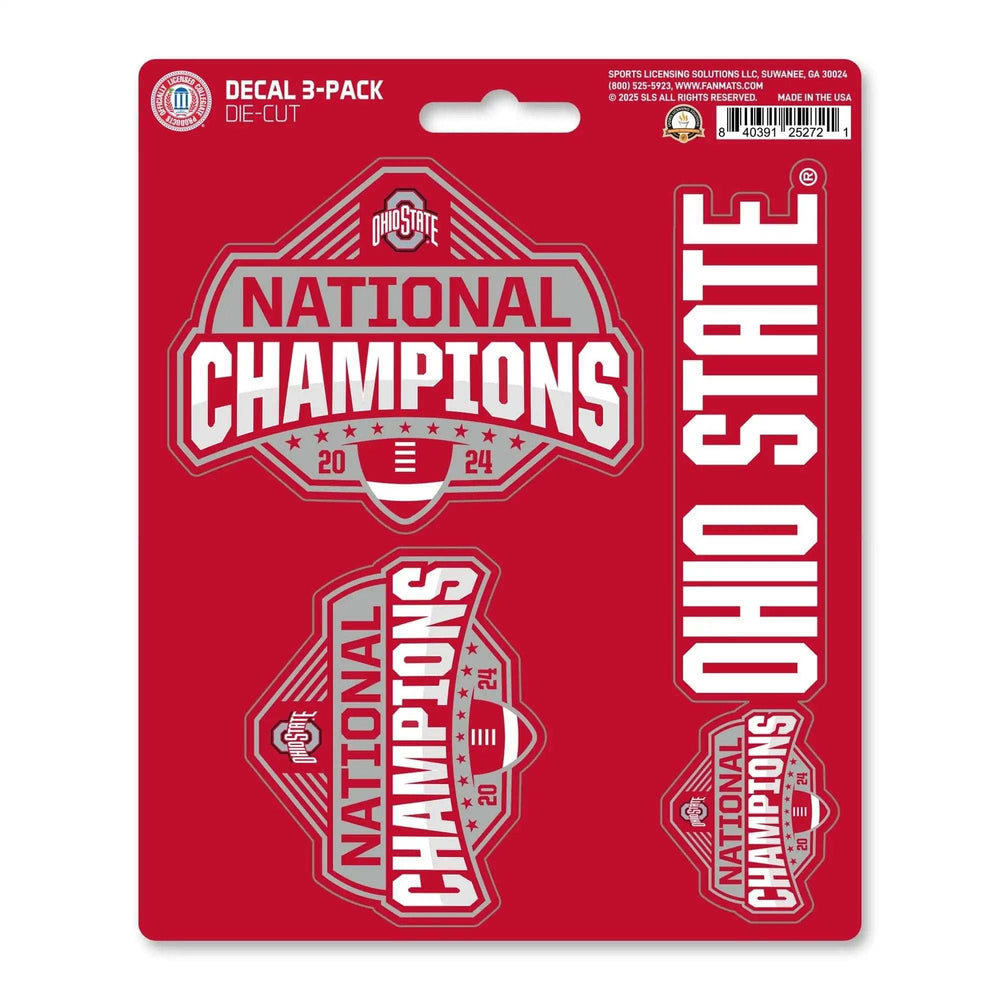 Official Ohio State 2024 National Champions Logo 5” x 6.25” Decal 3-pk - Ohio State Buckeyes - Flyclothing LLC