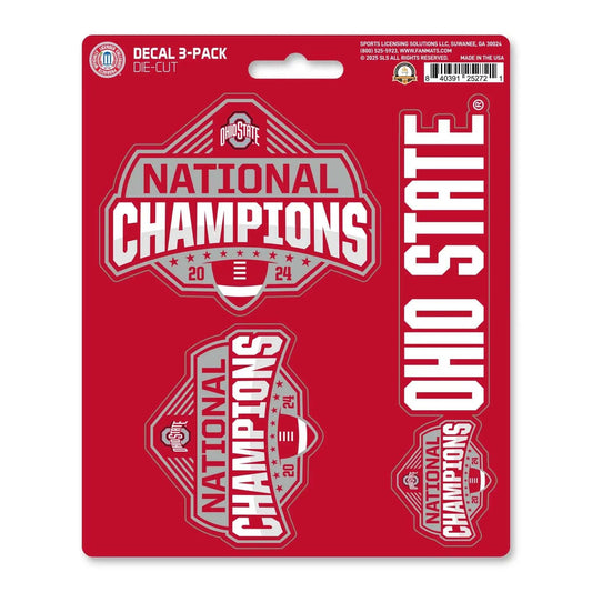 Official Ohio State 2024 National Champions Logo 5” x 6.25” Decal 3-pk - Ohio State Buckeyes - Flyclothing LLC