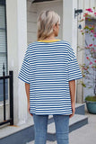 Contrast Striped Round Neck Half Sleeve T-Shirt - Trendsi - Flyclothing LLC